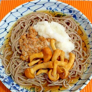 おろし納豆なめこ蕎麦♪